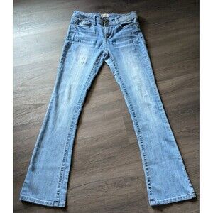 Retro Y2K Mudd Jeans Whiskering Sanding Low Rise Flare Bootcut 7 Stretch Jeans